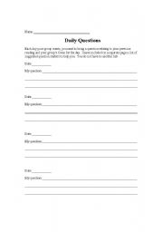 English worksheet: Daily Question sheet
