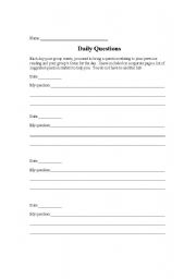 English Worksheet: Daily Question sheet