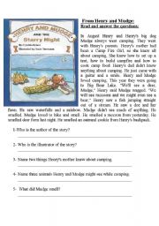 English Worksheet: From Henry and Mudge: 