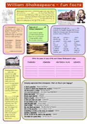 English Worksheet: William Shakespeare - fun facts (plus key)