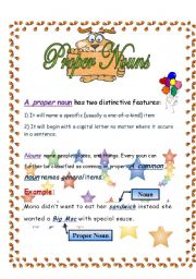 English worksheet: proper nouns