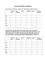 English worksheet: Present Perfect Battleship