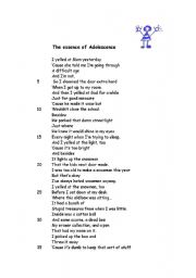 English Worksheet: adolescence