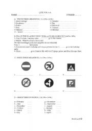 English worksheet: QUIZ FOR BEGINNERS