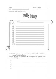 English worksheet: Daily Diary:  What did you do (on) _________________?