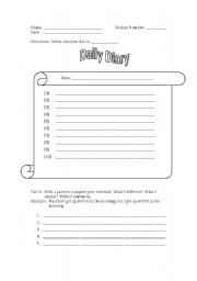 English Worksheet: Daily Diary:  What did you do (on) _________________?