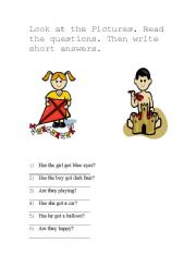 English Worksheet: Short answers