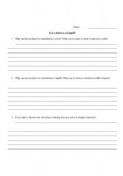 English Worksheet: Matter (Gas, Solid, Liquid)