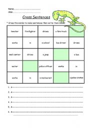 English Worksheet: cross sentences