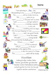 3 pages of Phonic Fun with th: worksheet, story and key (#3)