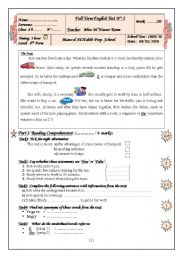 English Worksheet: 8 Th Form Full-Term English Test (Term 2)