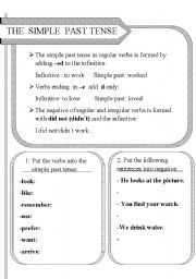 English worksheet: the simple past tense