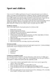 English Worksheet: Sport and Children