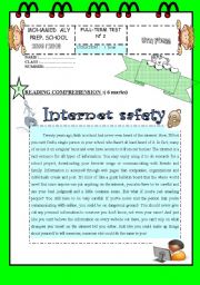 English Worksheet: Reading comprehension about internet