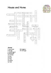 English Worksheet: House and Home half crossword vocabulary