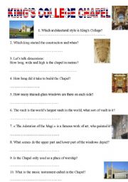 English Worksheet: Kings College Chapel quiz