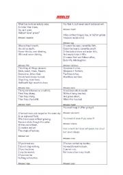 English Worksheet: RIDDLES