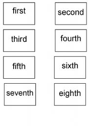 English Worksheet: ORDINAL NUMBER CARDS + MONTHS + YEARS