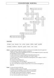 English Worksheet: Basketball crossword