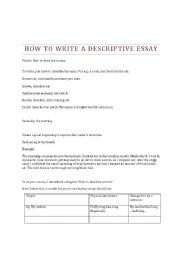 English Worksheet: Descriptive Essay:How to Write It