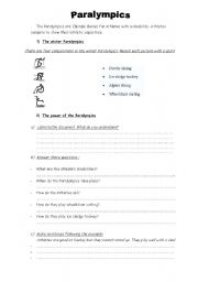 English worksheet: Paralympics