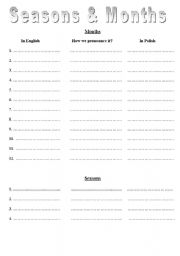 English worksheet: Month Seasons