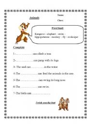 English worksheet: ANIMALS