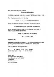 English Worksheet: Neutralization lab 