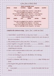 English Worksheet:  a few few a little or little