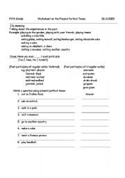 English Worksheet: present perfect work sheet