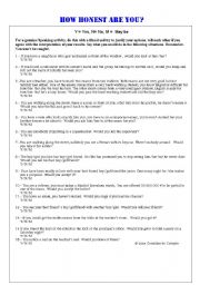 English Worksheet: How honest are you?