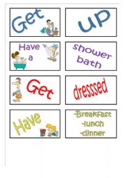 English Worksheet: Daily routines memory card game (set 1)