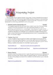 English Worksheet: Biography Project