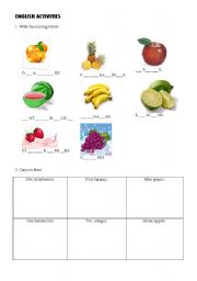 English worksheet: Fruits