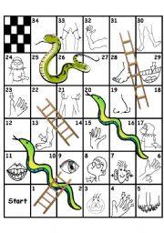 English Worksheet: Parts of the body - snakes and ladders