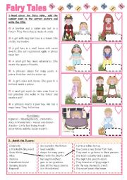 English Worksheet: Fairy Tales/Stories (6):  Fairy Tales Activities - 2 pages.