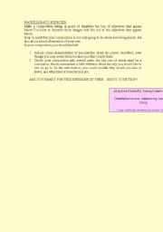 English Worksheet: Composition with adjectives for Bachillerato