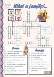 English Worksheet: WHAT A FAMILY!...