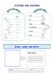 English Worksheet: Clothes and colours