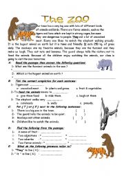 English Worksheet: The ZOO