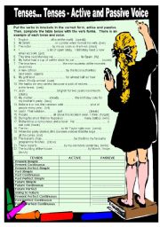 English Worksheet: Tenses... Tenses - Active and Passive Voice - With key