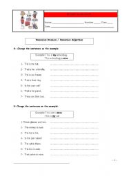 English Worksheet: possessive pronouns and adjectives