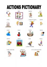 English Worksheet: actions pictionary