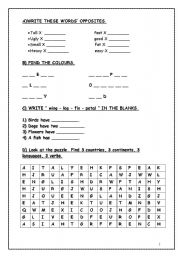 English Worksheet: vocabulary