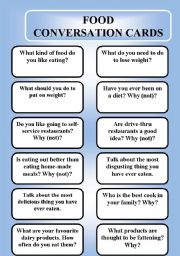 food - conversation cards (editable)