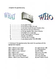 English Worksheet: Question words