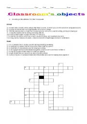 English Worksheet: Classroom objects