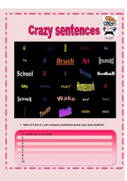 English worksheet: Crazy sentences