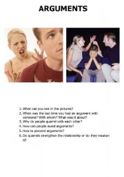 English Worksheet: SPEAKING- ARGUMENTS