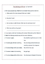 English worksheet: You belong with me